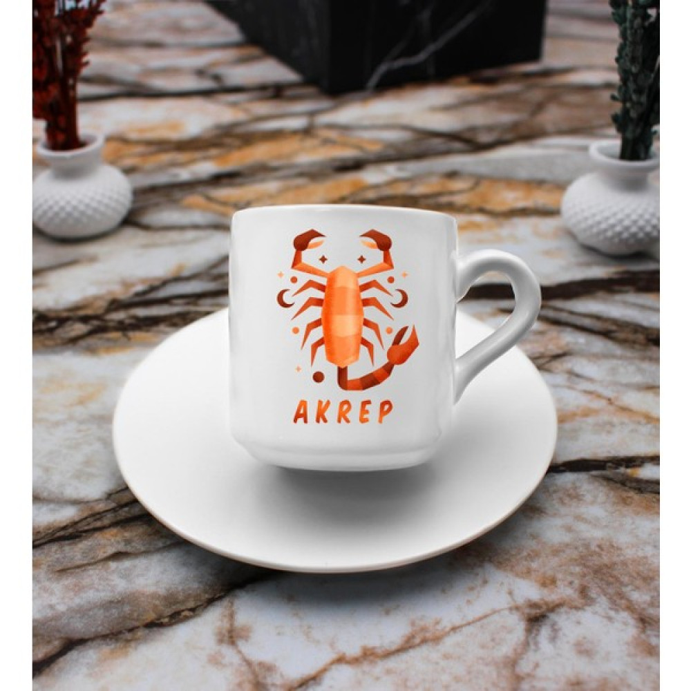 Vega Gift Shop Akrep Burcu Tasarım Süblimasyon Türk Kahvesi Fincanı - 1 Adet - Beyaz - 75 ml Oto Boyaları Fiyatı