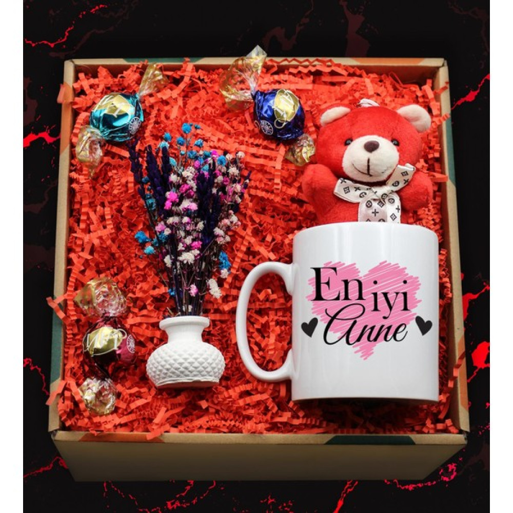 Vega Gift Shop En Iyi Anne Kupa & Kırmızı Mini Ayıcık & Kuru Çiçek & 3'lü Lavi Çikolata Hediye Seti T3 Bebek Beslenme Gereçleri Fiyatı
