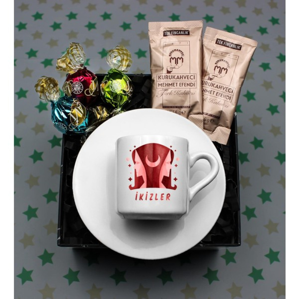 Vega Gift Shop Ikizler Burcu Baskılı Süblimasyon Türk Kahvesi Fincanı & 3'lü Lavi Çikolata & 2'li Mehmet Efendi Tek Kullanımlık Kahve Hediye Seti Altın, Takı & Aksesuar Fiyatı