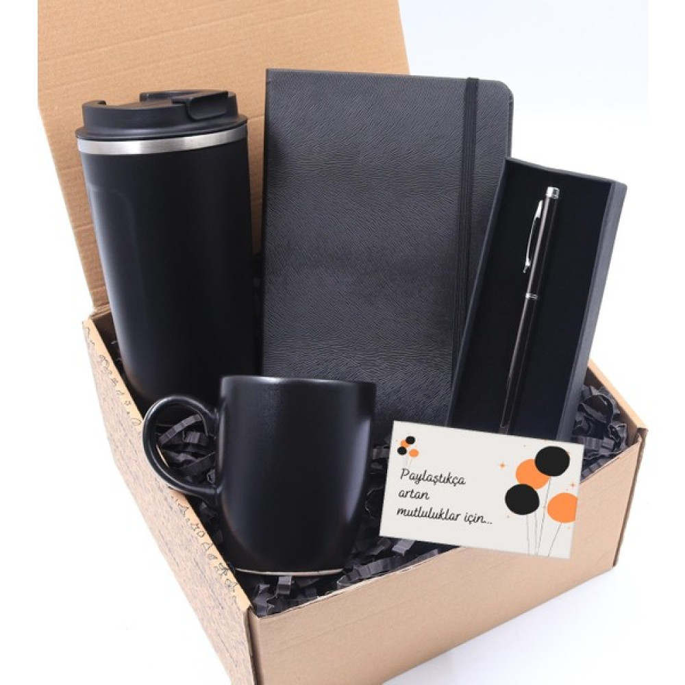 Vega Gift Shop Siyah 500 Ml. Çelik Termos & Füme Roller Kalem & Siyah Kupa & Siyah Defter Hediye Seti Altın, Takı & Aksesuar Fiyatı
