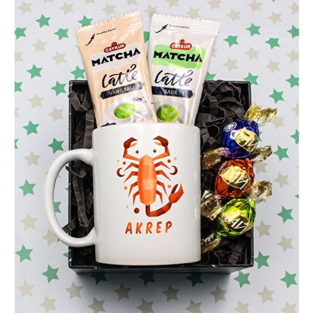 Vega Hediye Akrep Burcu Tasarım Kupa & 3'lü Lavi Çikolata & 2'li Çaykur Matcha Detokslu Latte Hediye Seti Altın, Takı & Aksesuar Fiyatı