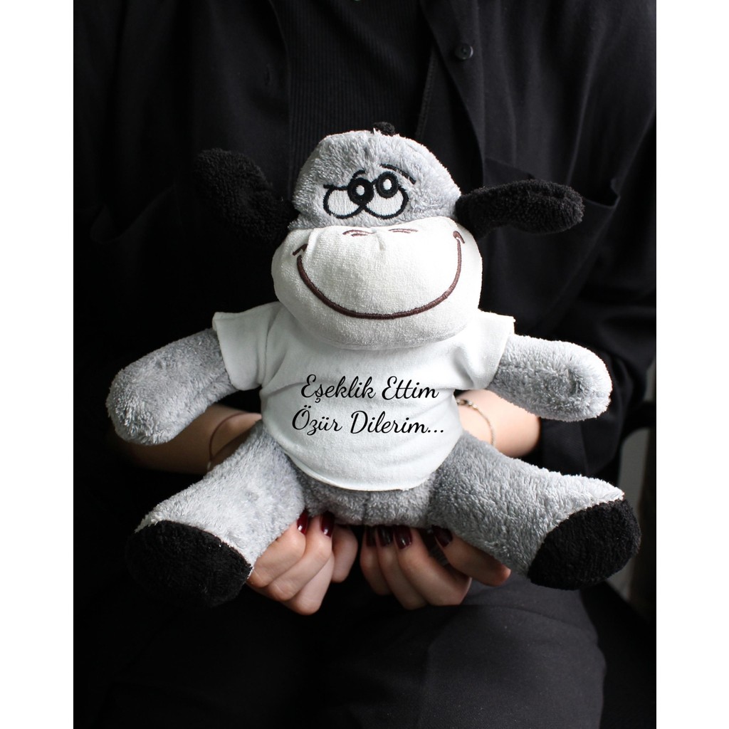 Vega Hediye Eşeklik Ettim Özür Dilerim Baskılı Tişörtlü Peluş Eşek 22CM - Özür Hediyesi Oyuncak Peluş Anne Bebek Oyuncak Fiyatı