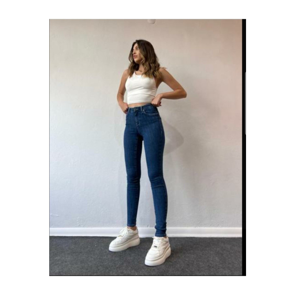 VEGA Layla Koyu Mavi Yüksel Bel Dar Paça Skinny Likralı Kot Pantalon 31 Beden Kadın Pantolon Fiyatı