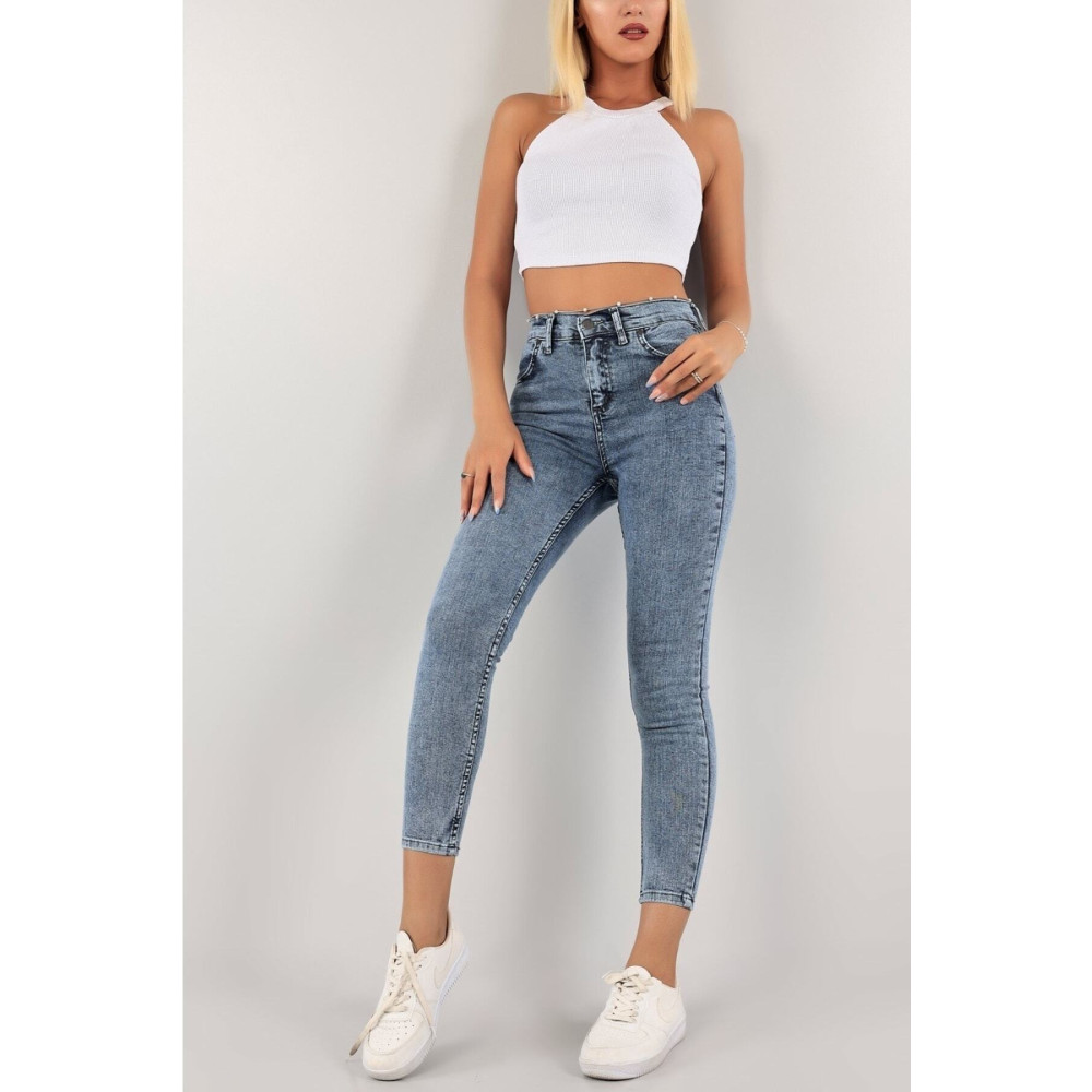 VEGA Pena Mavi Kar Yıkama Skinny Jean Kadın Power Likralı Pantolon 28 Beden Kadın Pantolon Fiyatı