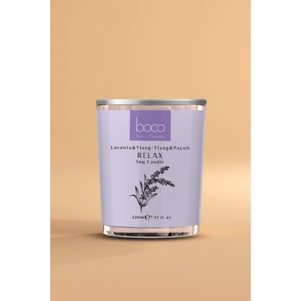 Vegan Aromaterapi Doğal Soya Mumu Uyku Relax Lavanta Ylang Ylang Paçuli Yağları Kokusu 220 gr - Beyaz Dekoratif Mum Fiyatı