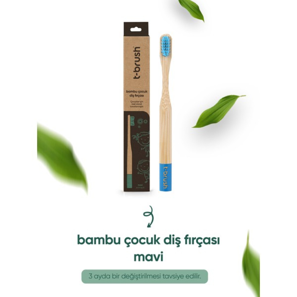 Vegan Bambu Çocuk Diş Fırçası - Yumuşak - Mavi -Plastik içermez Diş Fırçaları Fiyatı