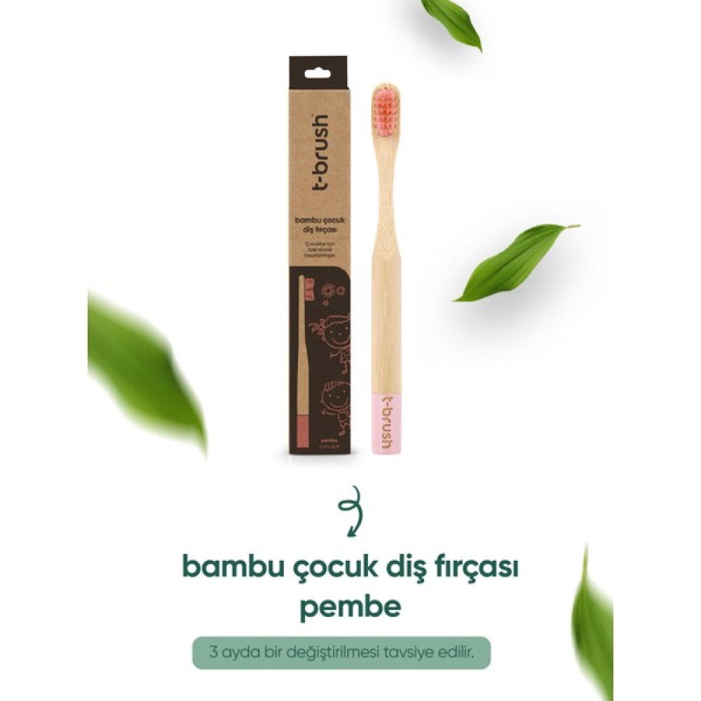 Vegan Bambu Çocuk Diş Fırçası - Yumuşak - Pembe -Plastik içermez Diş Fırçaları Fiyatı
