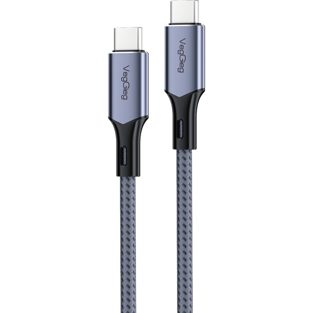 VegGieg 100W 5A E-Mark Çipli Pd Type-C To Type-C Hızlı Şarj ve Data Kablosu 1.2 Metre - Gri Bilgisayar Çevirici ve Adaptörü Fiyatı