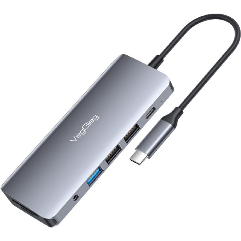 VegGieg Type-C To HDMI VGA Ethernet Aux 1*usb 3.0 2*usb PD100W Tf Sd Kart Okuyucu Çoklayıcı Dönüştürücü Seri & Paralel Kablo Fiyatı