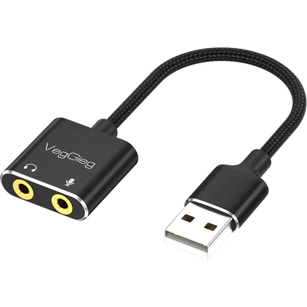 VegGieg USB Ses Kartı 3.5mm Kulaklık ve Mikrofon Girişli Ses Kartı Fiyatı