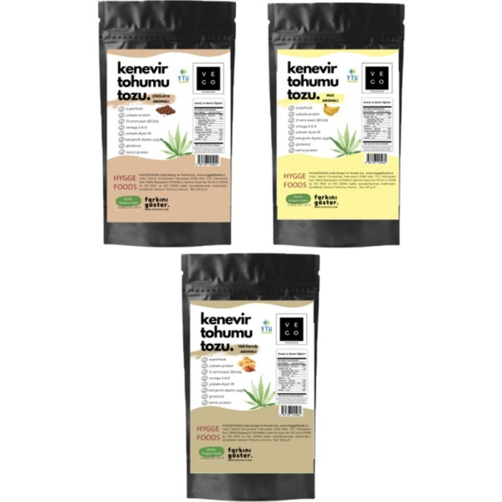 Vegovego Kenevir Kendir Tohumu Tozu - Amino Paket - 3'li Paket Protein Tozları Fiyatı