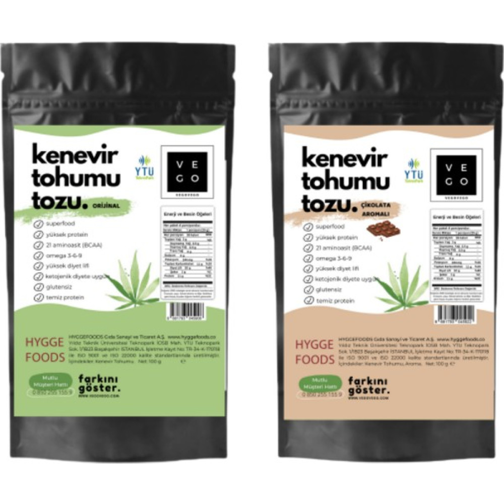 Vegovego Kenevir Kendir Tohumu Tozu - Fırsat Paket - 2'li Paket Protein Tozları Fiyatı