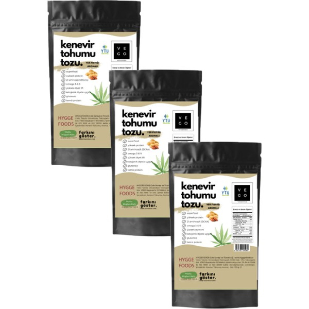Vegovego Kenevir Kendir Tohumu Tozu - Yer Fıstığı Aromalı - 3 Adet Protein Tozları Fiyatı