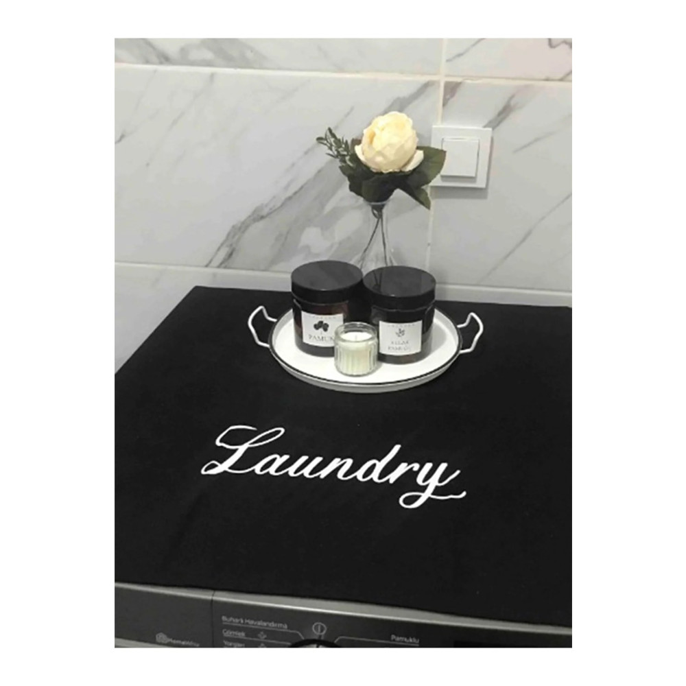 Vegüba Laundry Baskılı Çamaşır Makine Örtüsü Siyah Banyo Aksesuarları Fiyatı