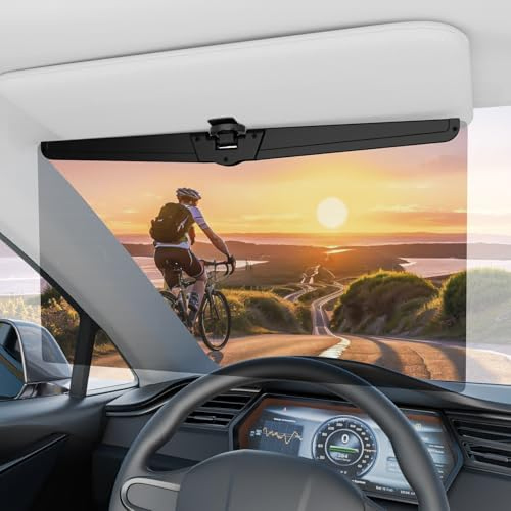 Veharvim Sun Visor Extender for Cars, Polarized Car Visor Extender Sun Blocker UV400, Adjustable Visor Extension for Car Visor, Clip on, Universal (Large(1 Pack))