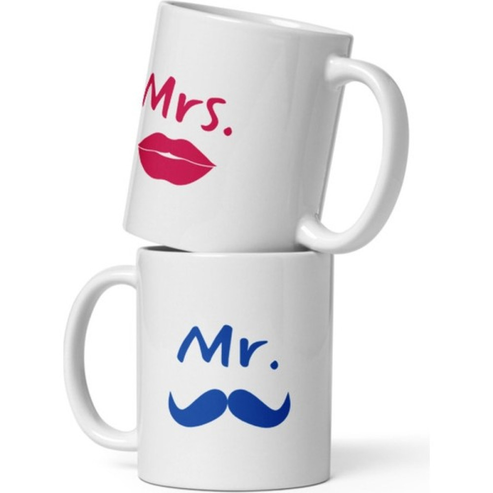 Veintitres Mr. Mrs. Baskılı 2'li Kupa Seti - 01 - Beyaz Fincan / Bardak / Kahve Takımı Fiyatı