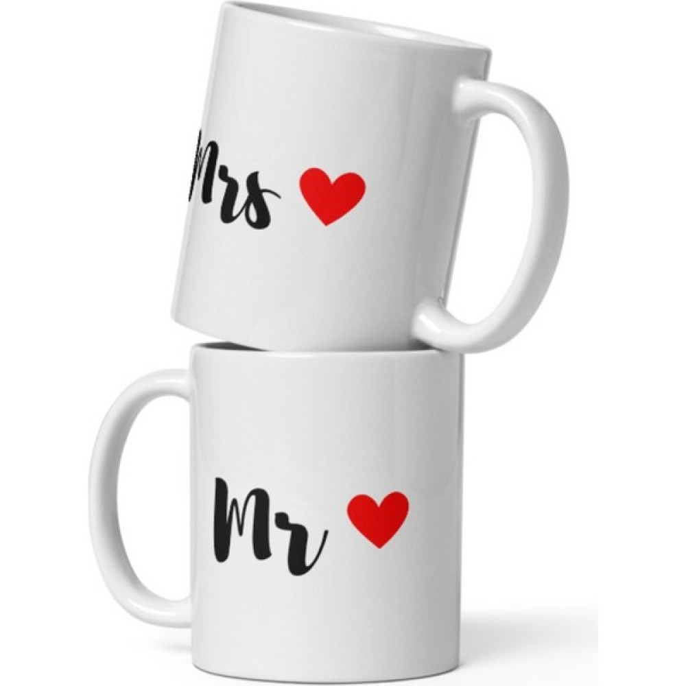 Veintitres Mr. Mrs. Baskılı 2'li Kupa Seti - 02 - Beyaz Fincan / Bardak / Kahve Takımı Fiyatı