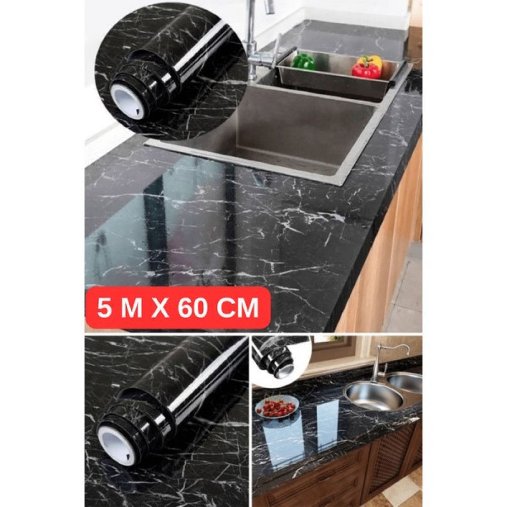 Vekorr Siyah Mermer Desenli Yapışkanlı Kaplama Kağıt Tezgah Dolap Mutfak Kağıdı Su Geçirmez 5 M x 60 cm - 60 x 500 cm SSD / Solid State Drive Fiyatı