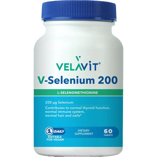 Velavit V-Selenium 200 60 Tablet Selenyum İçeren Takviye Edici Gıda Vegan Uygun Menşei TR Sporcu Besini & Supplementler Fiyatı
