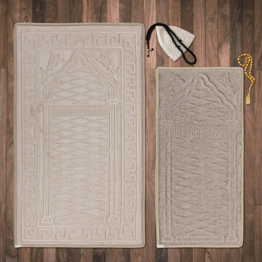 Veldena Diz Ağrıtmayan Aile Seccade Takımı - 70 x 120 cm - Bej Seccade Fiyatı