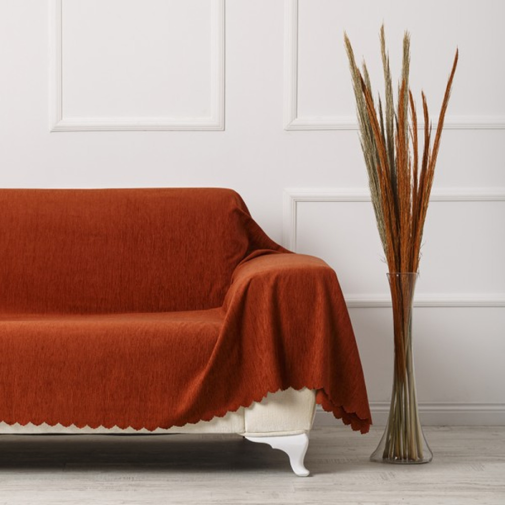 Velerde Home Battal Boy | Kollarınıda kapatan | Şönil Çift Taraflı Kaymaz Koltuk Örtüsü | Çekyat Örtüsü | Koltuk Şalı | Renk : Kiremit - 175 x 300 cm Koltuk & Kanepe Örtüsü Fiyatı