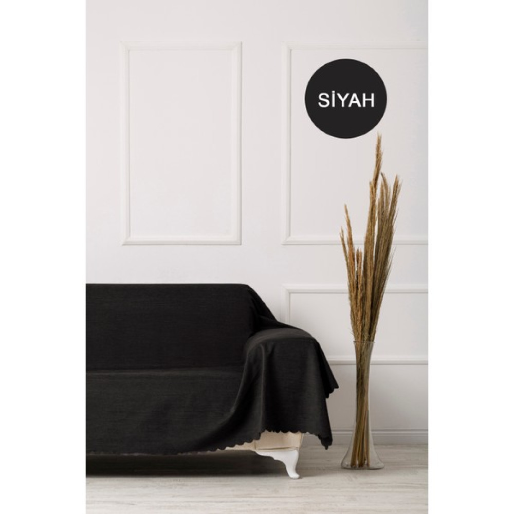 Velerde Home Battal Boy | Kollarınıda Kapatan | Şönil Çift Taraflı Kaymaz Koltuk Örtüsü | Çekyat Örtüsü | Koltuk Şalı | Renk : Siyah - 175 x 300 cm Koltuk & Kanepe Örtüsü Fiyatı