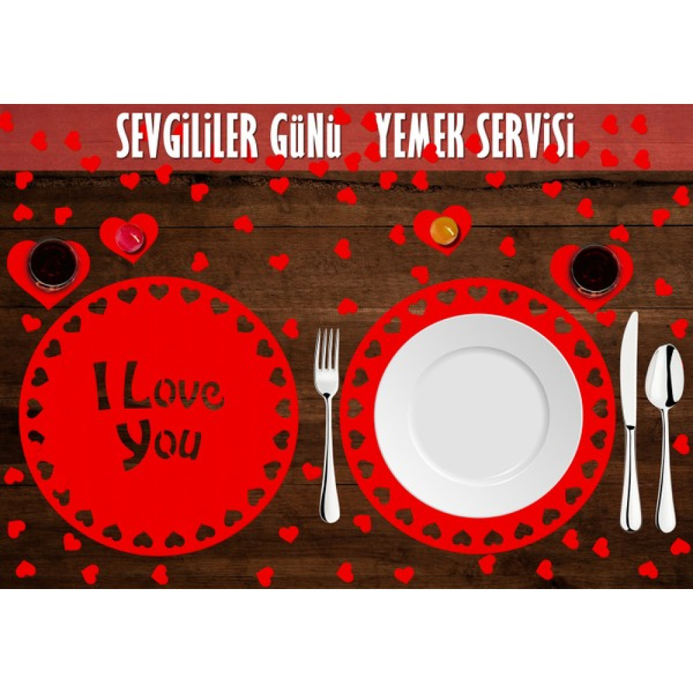 Veletto Sevgililer Günü Temalı 100 Parça 2 Kişilik Runner & Amerikan Servis Seti - Kırmızı - 32 x 33 cm Amerikan Servis Fiyatı