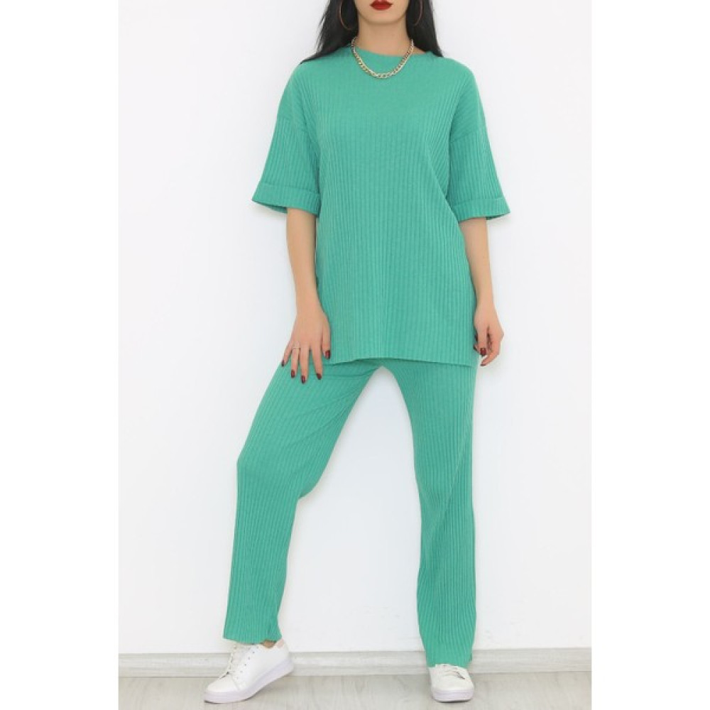Velizade Fitilli Yandan Yırtmaçlı 2'Li Alt Üst Takım Konfor Model Kaşkorse Tesettür Takım Bayan Jeans / Kot Pantolon Fiyatı