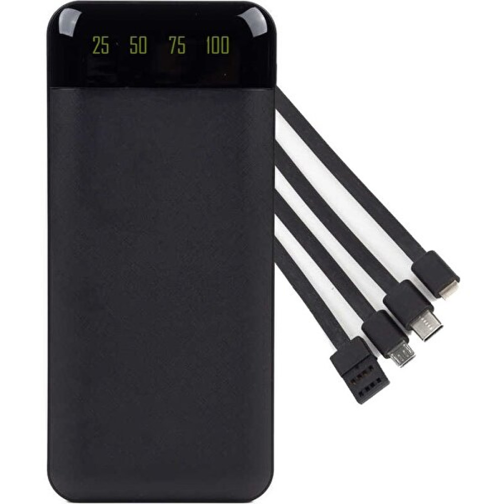 Velliw 10.000 Mah Şarj Göstergeli Dahili Çoklu Kablolu Powerbank - Siyah Taşınabilir Şarj Cihazı - Powerbank Fiyatı