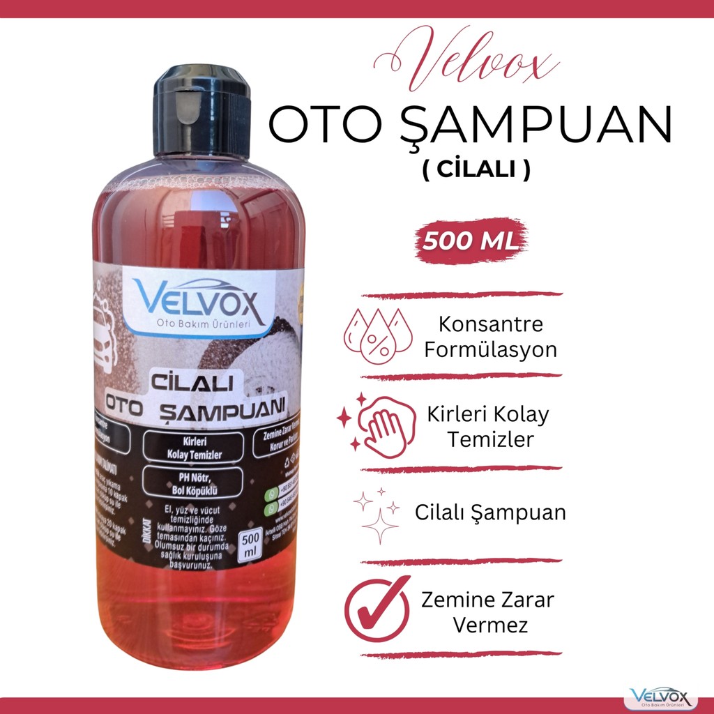Velvox Cilalı Oto Şampuanı Oto Köpüğü 500 ml , Oto Köpük, Araç Şampuanı, Araç Köpüğü Oto Yıkama Ürünleri Fiyatı