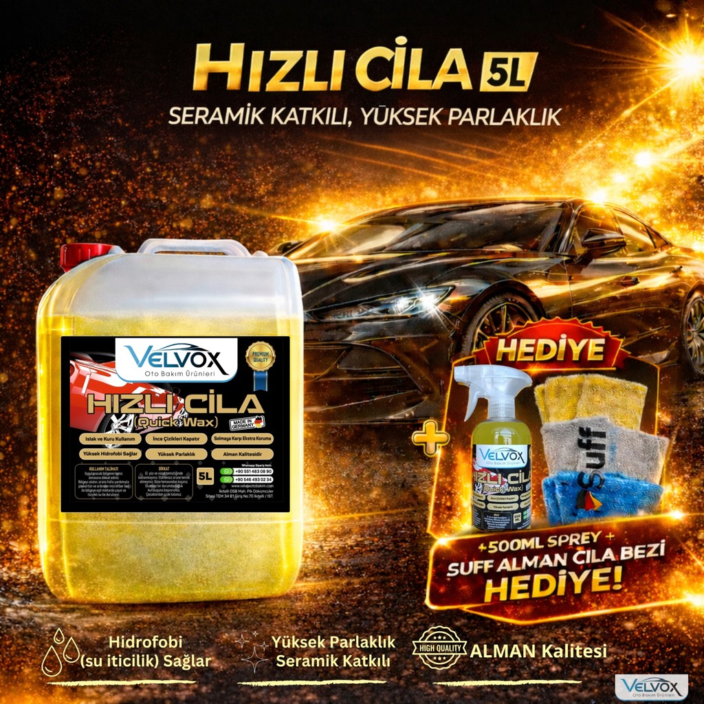 Velvox Seramik Katkılı Hızlı Cila 5 L + 500 ml ve Alman Suff Kalın Cila Bezi (40×40) Hediye | Oto Cila & Quick Wax | Hidrofobik Koruma, Çizik Kapam... SSD / Solid State Drive Fiyatı