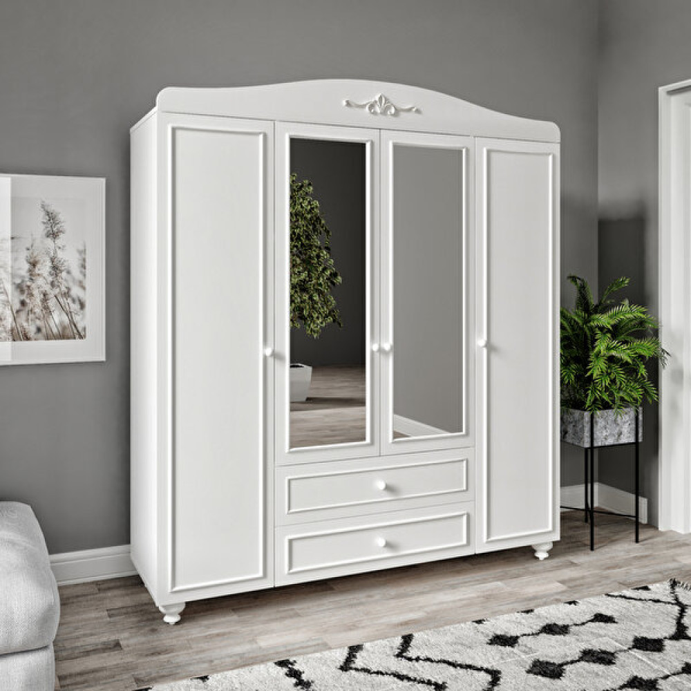 Venatto Romantic Xl Aynalı Dolap - Beyaz Gardrop & Dolap Fiyatı