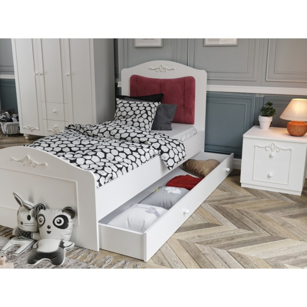 Venatto Romantik Yavrulu KARYOLA(%100MDF) - 90 x 190 cm - Beyaz Karyola Fiyatı