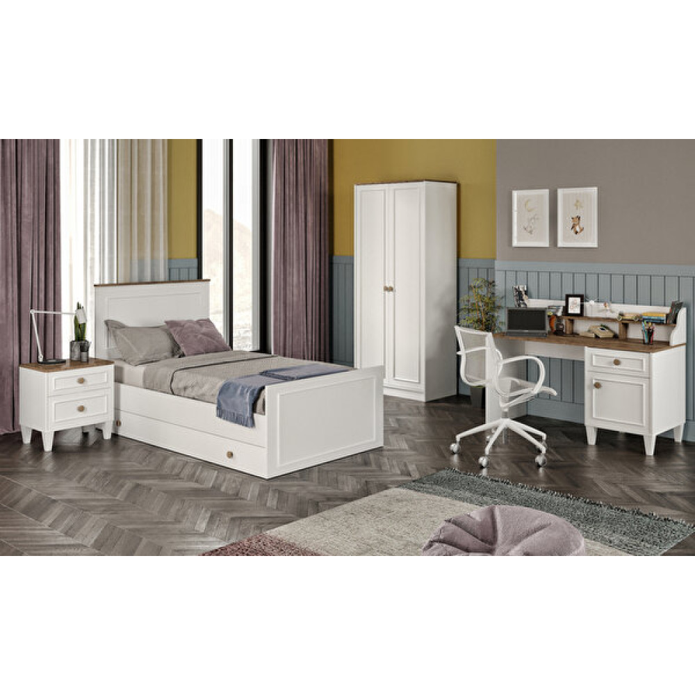 Venatto Smart M Genç Odası TAKIMI(%100MDF) - Beyaz - Meşe Genç Odası Takımı / Seti Fiyatı