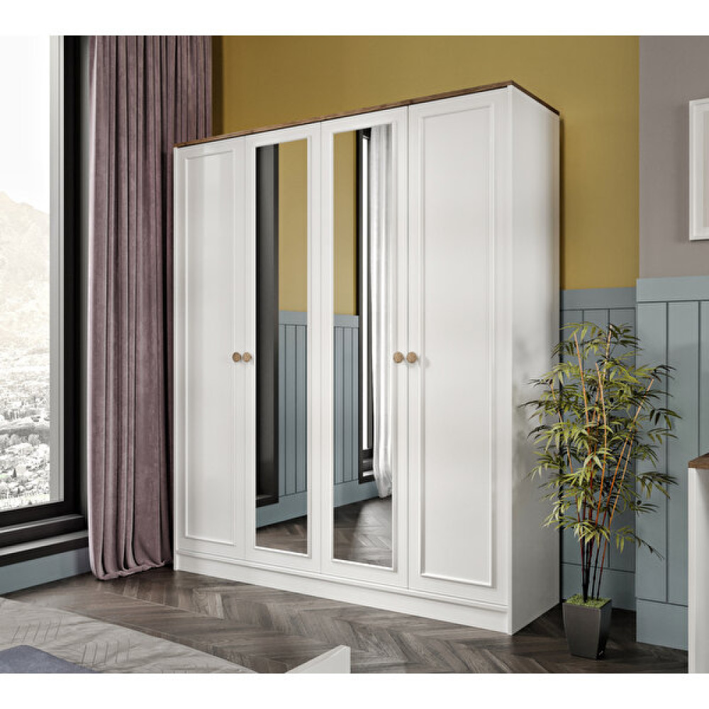 Venatto Smart Xl Aynalı DOLAP(%100MDF) - Beyaz - Meşe Gardrop & Dolap Fiyatı