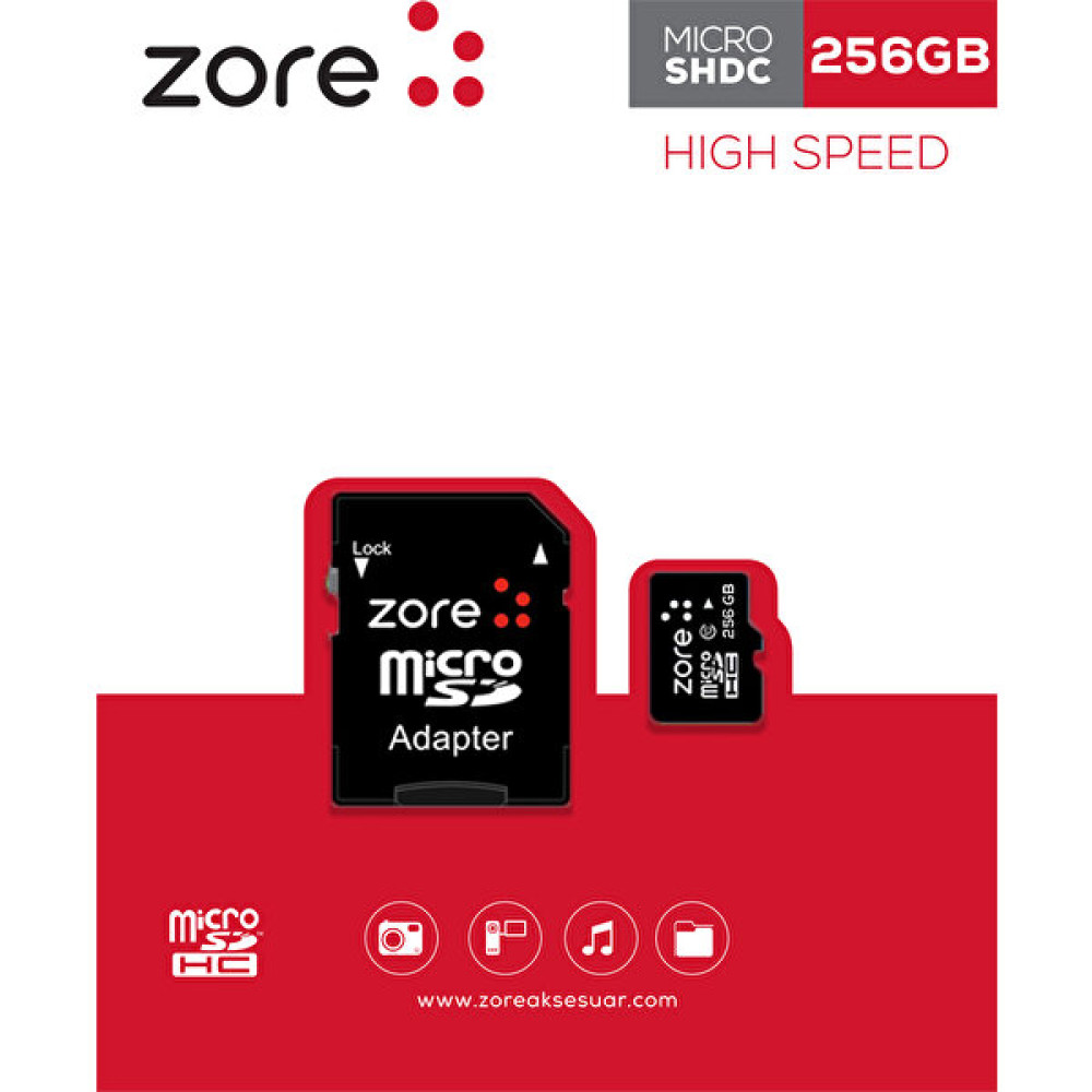 Vendas 256GB Micro Sd Zore Hafıza Kartı ( Mikro Sd Adaptör Ile Beraber ) - Siyah Hafıza Kartları Fiyatı