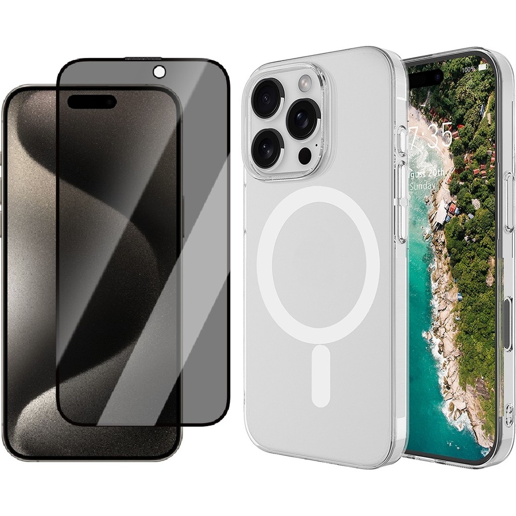 Vendas Apple iPhone 16 Pro Kamera Korumalı M-Safe Şarj Özellikli Şeffaf Zore London Sert PC Kapak + Hayalet Ekran Koruyucu Cep Telefonu Ekran Koruyucusu Fiyatı
