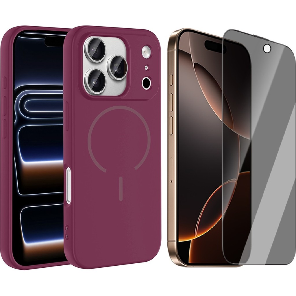 Vendas Apple iPhone 17 Pro Kılıf M-safe Şarj Özellikli Zore Meta Kapak + Hayalet Ekran Koruyucu - Mürdüm Cep Telefonu Kılıfı Fiyatı