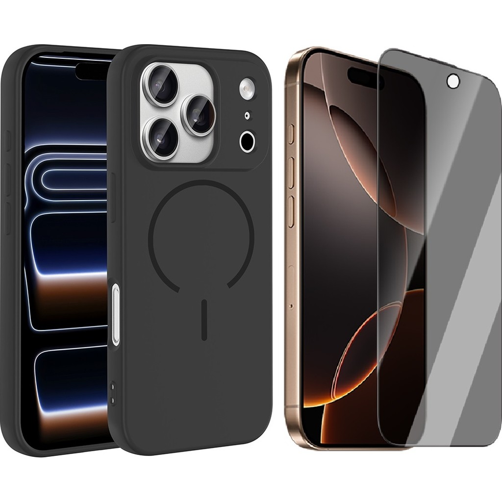 Vendas Apple iPhone 17 Pro Kılıf M-safe Şarj Özellikli Zore Meta Kapak + Hayalet Ekran Koruyucu - Siyah Cep Telefonu Kılıfı Fiyatı