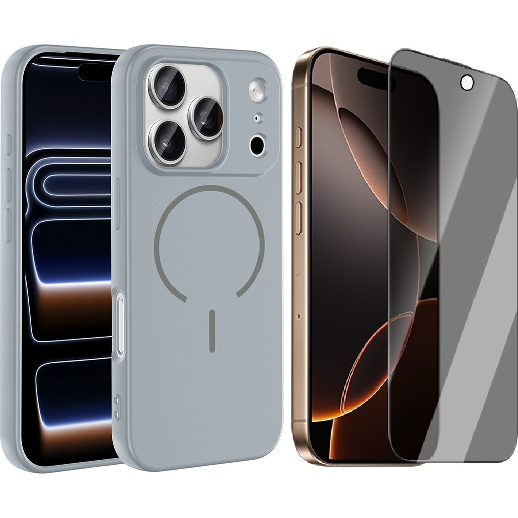Vendas Apple iPhone 17 Pro Kılıf M-safe Şarj Özellikli Zore Meta Kapak + Hayalet Ekran Koruyucu - Titanyum - Gri Cep Telefonu Kılıfı Fiyatı