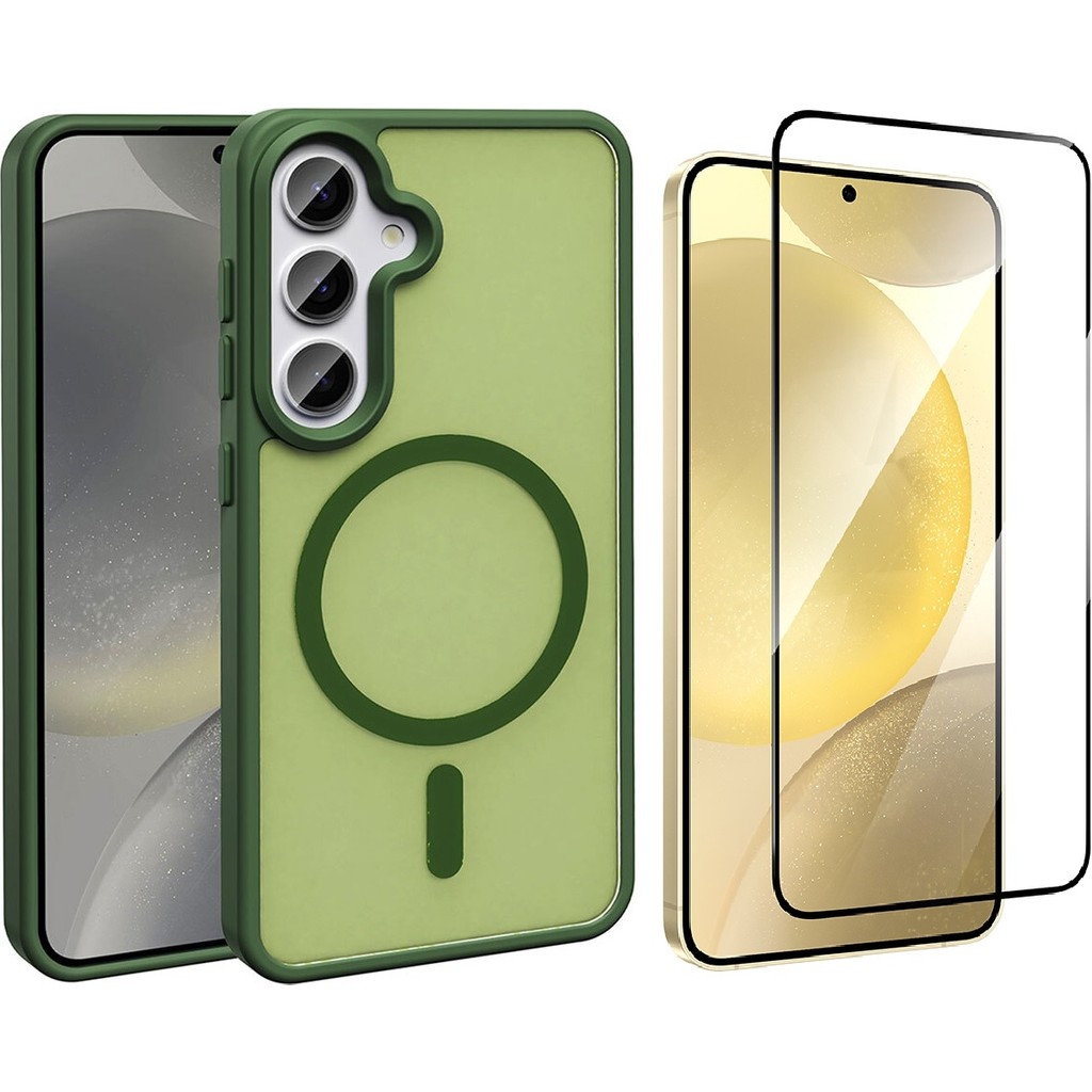 Vendas Galaxy S26 Plus Kılıf M-Safe Şarj Özellikli Mat Arka Yüzey Vendas Sio Kapak + Tempered Cam Ekran Koruyucu - Koyu Yeşil Cep Telefonu Şarj Cihazı Fiyatı