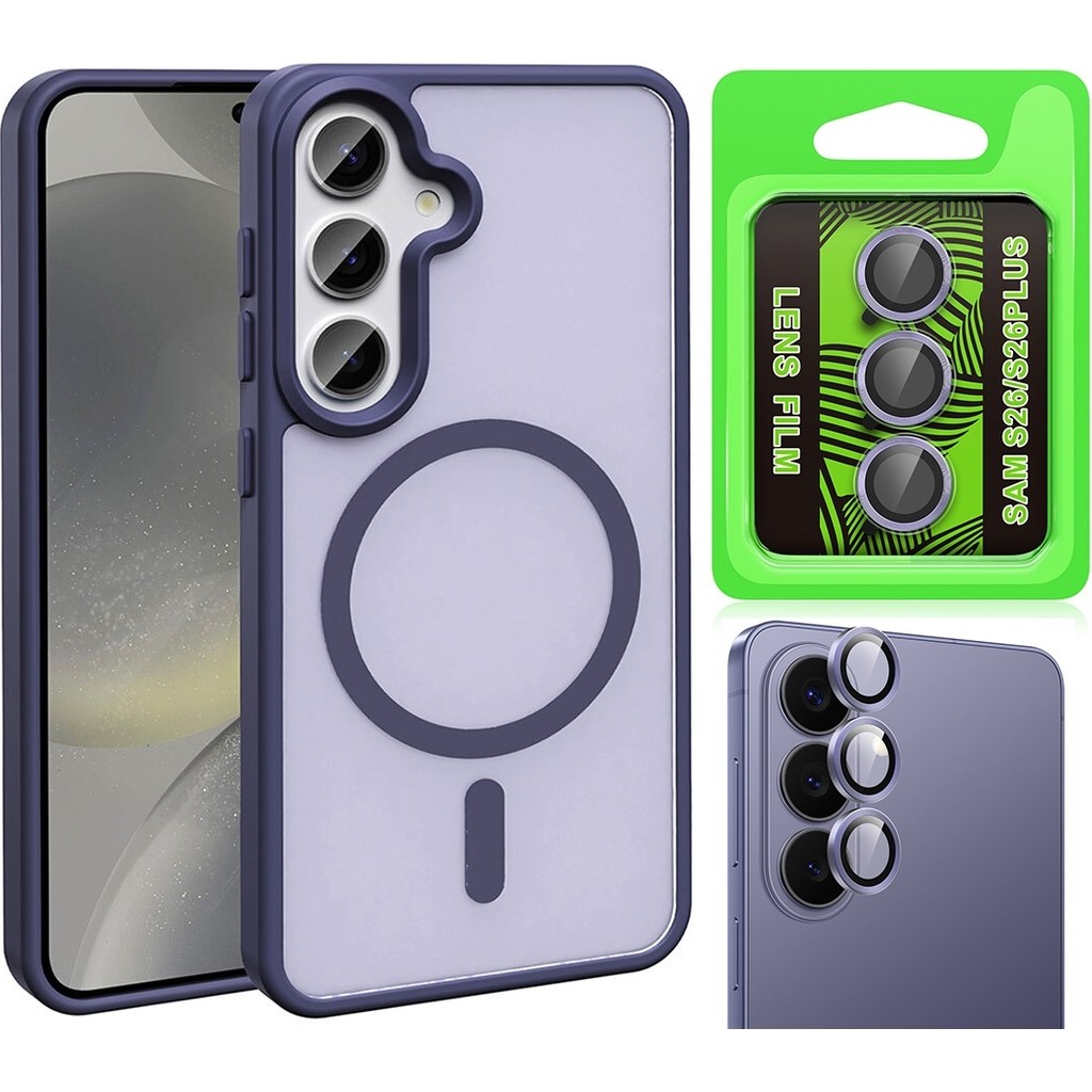 Vendas Galaxy S26 Plus Kılıf M-safe Şarj Özellikli Mat Arka Yüzey Zore Sio Kapak + Kamera Lens Koruyucu - Mor Cep Telefonu Şarj Cihazı Fiyatı