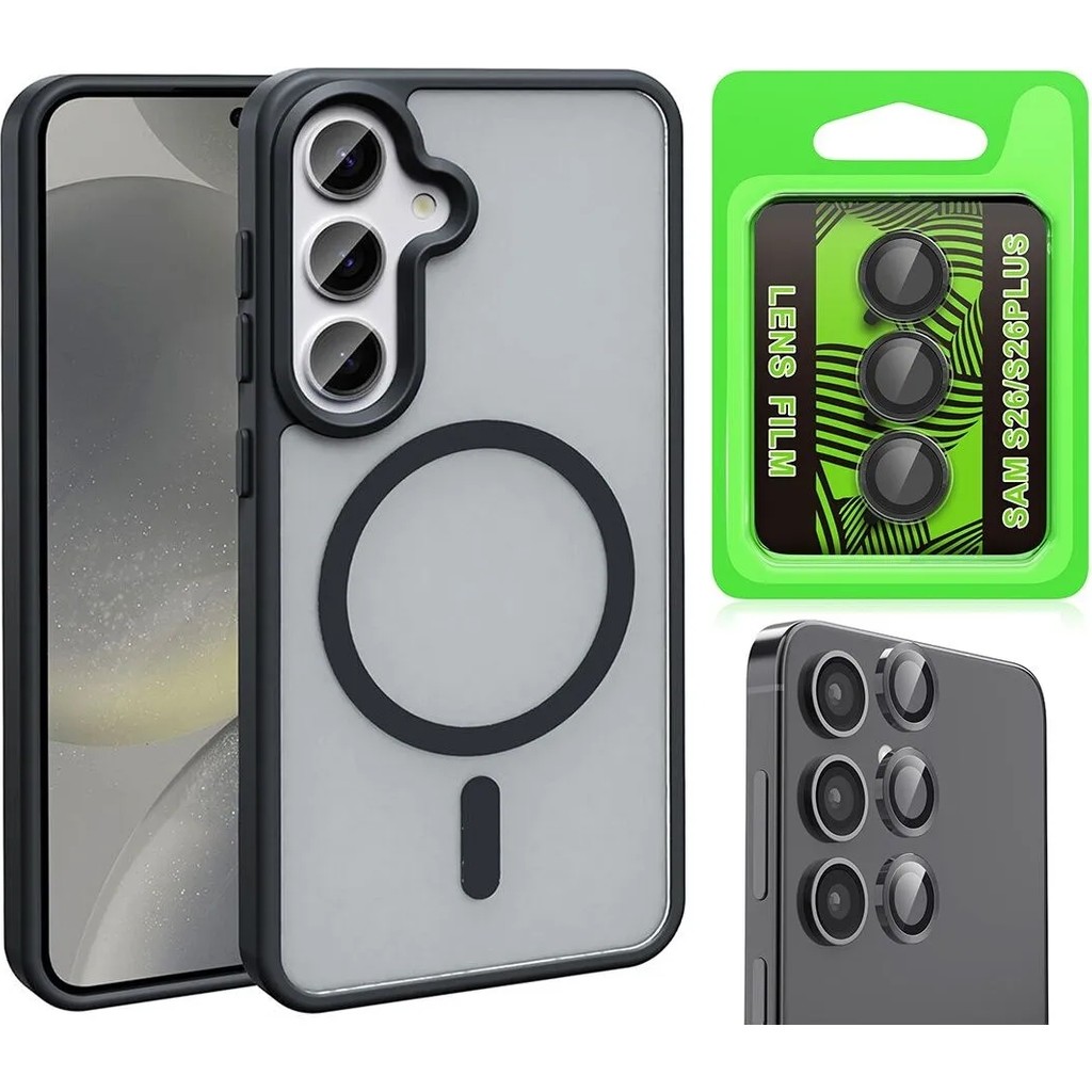 Vendas Galaxy S26 Plus Kılıf M-safe Şarj Özellikli Mat Arka Yüzey Zore Sio Kapak + Kamera Lens Koruyucu - Siyah Cep Telefonu Şarj Cihazı Fiyatı