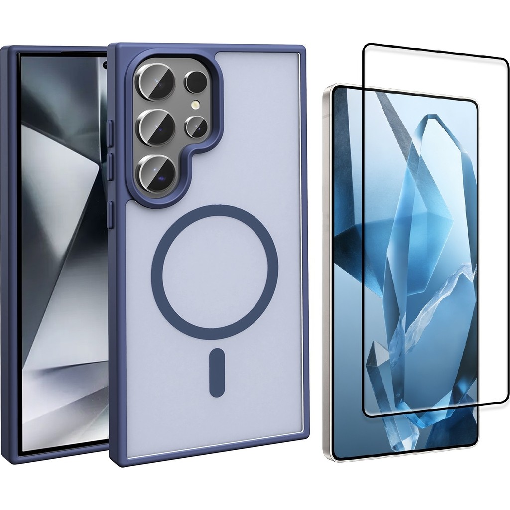 Vendas Galaxy S26 Ultra Kılıf M-Safe Şarj Özellikli Mat Arka Yüzey Vendas Sio Kapak + Tempered Cam Ekran Koruyucu - Lacivert Cep Telefonu Şarj Cihazı Fiyatı
