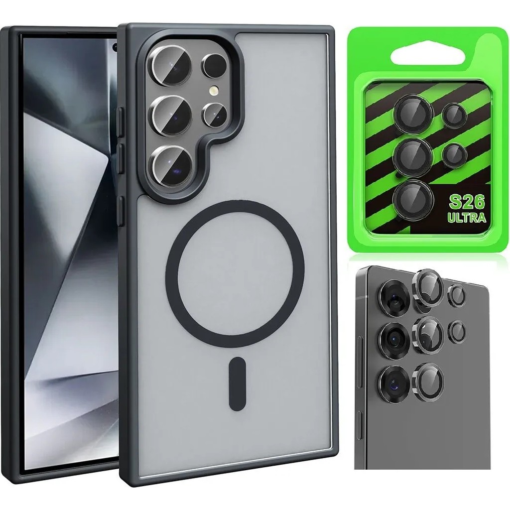 Vendas Galaxy S26 Ultra Kılıf M-safe Şarj Özellikli Mat Arka Yüzey Zore Sio Kapak + Kamera Lens Koruyucu - Siyah Cep Telefonu Şarj Cihazı Fiyatı