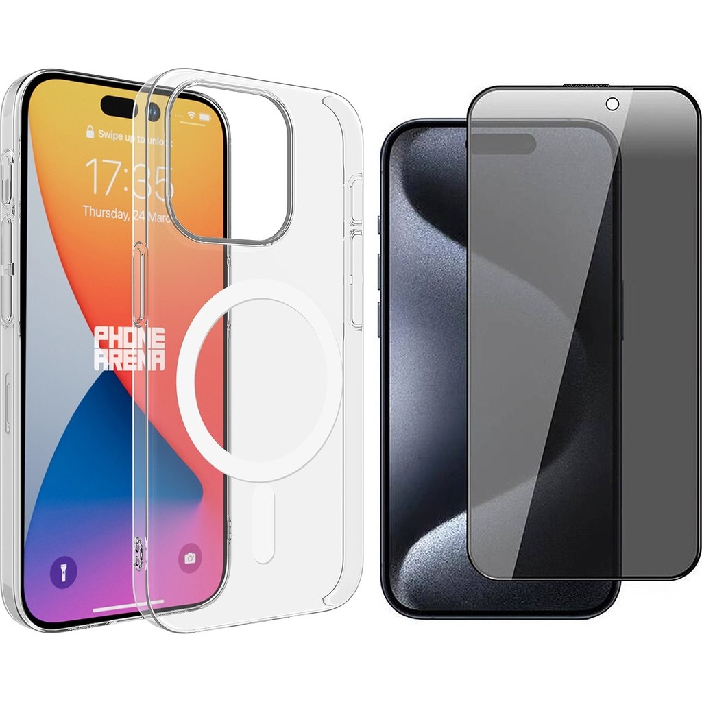 Vendas iPhone 15 Pro Max Kılıf Zore M-safe Şarj Özellikli Şeffaf Tek Kamera Çerçeveli Porto Kapak + Hayalet Ekran Koruyucu Cep Telefonu Kılıfı Fiyatı