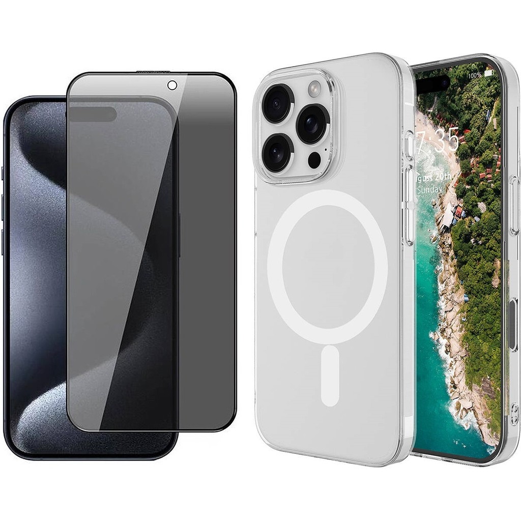 Vendas iPhone 16 Pro Max Kılıf Zore M-safe Şarj Özellikli Şeffaf Tek Kamera Çerçeveli Porto Kapak + Hayalet Ekran Koruyucu Cep Telefonu Kılıfı Fiyatı