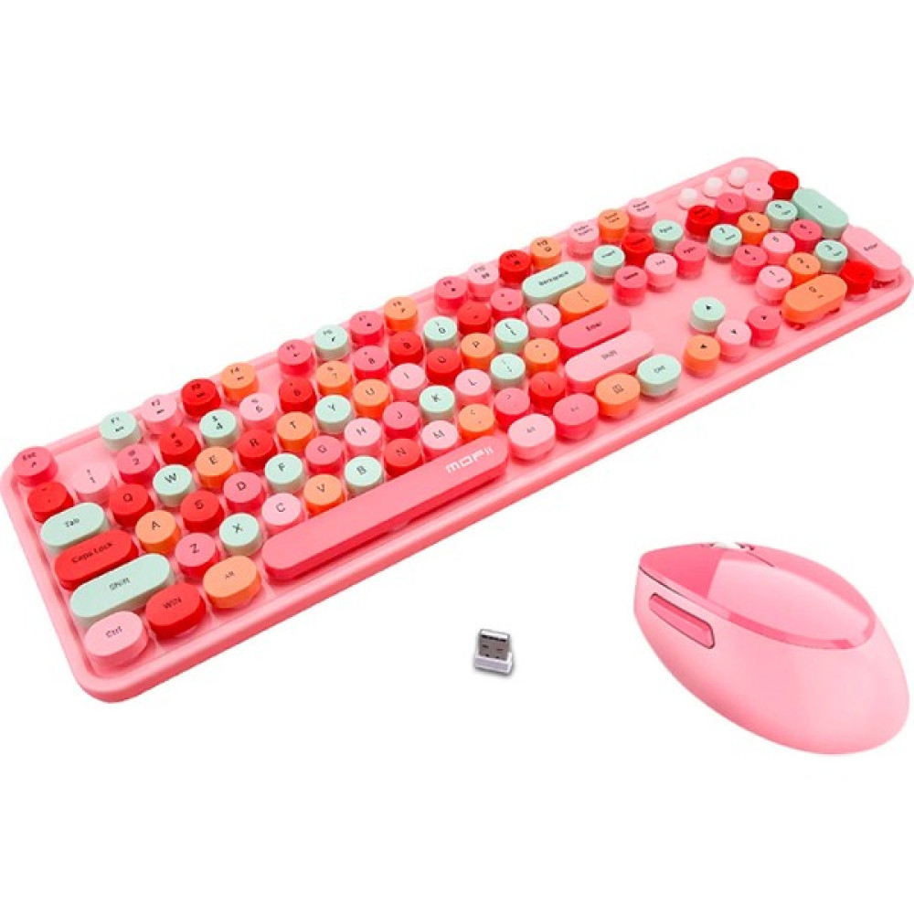 Vendas Mofi Sweet 2.4g Ally Retro Kablosuz Q Klavye Oyuncu Klavye ve Mouse Seti - Pembe Klavye - Mouse Fiyatı