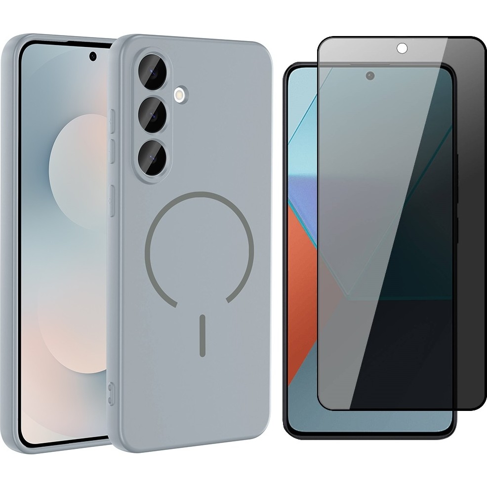 Vendas Samsung Galaxy A56 Kılıf M-Safe Şarj Özellikli Zore Meta Kapak + Hayalet Ekran Koruyucu - Titanyum - Gri Cep Telefonu Kılıfı Fiyatı