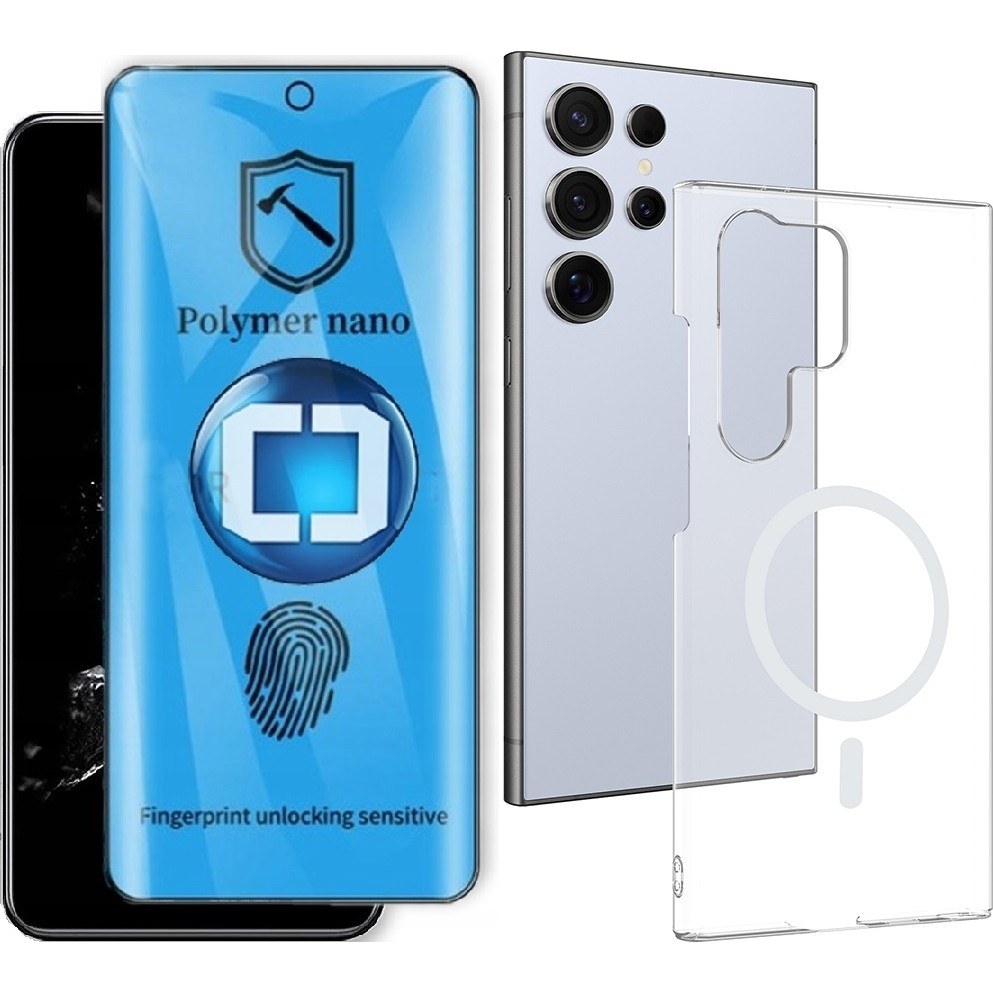 Vendas Samsung Galaxy S23 Ultra Kamera Korumalı M-Safe Şarj Özellikli Şeffaf Zore London Sert PC Kapak + Polymer Nano Ekran Koruyucu Cep Telefonu Ekran Koruyucusu Fiyatı